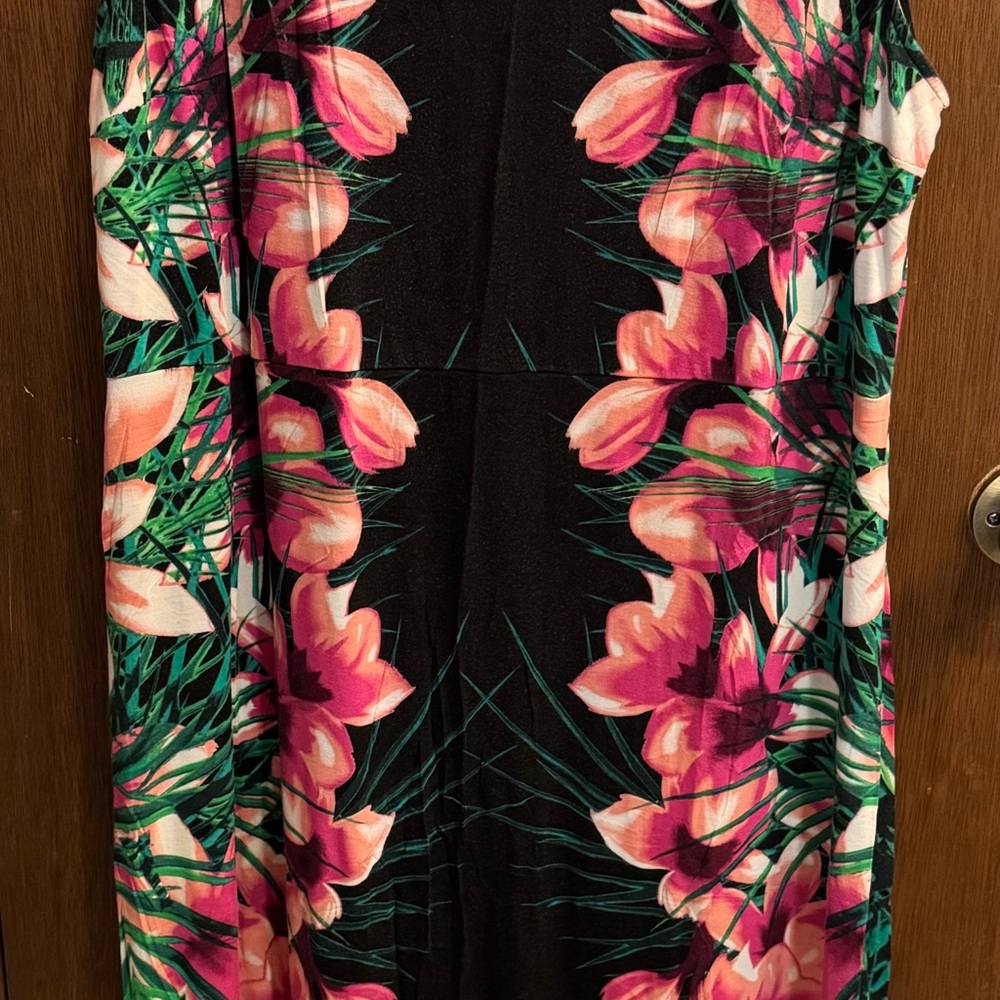 APT.9 Floral Maxi Dress with Pink and Green Accents 3x